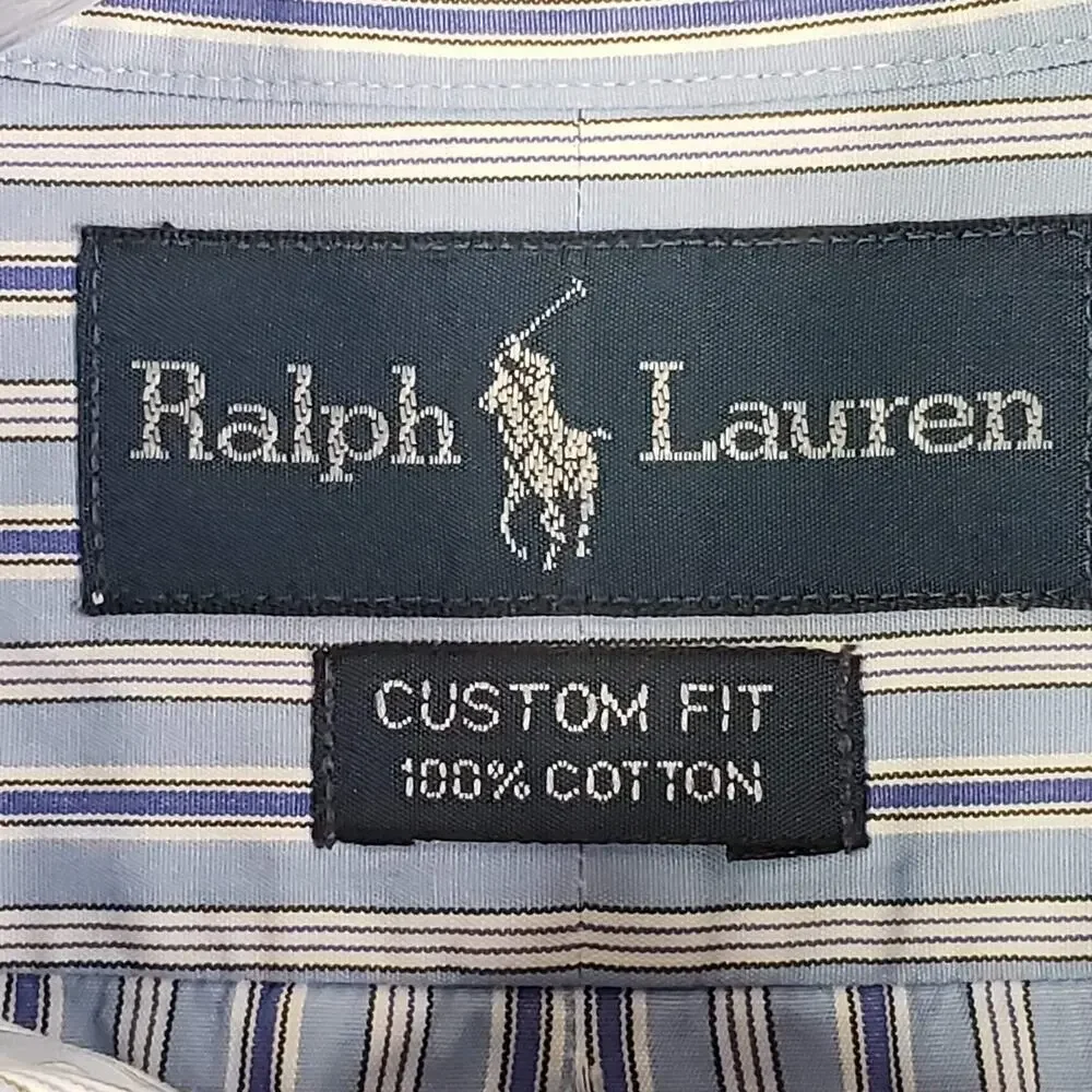 Polo Ralph Lauren Shirt Oxford Mens Size XL Stripe Button Down Long Sleeve Blue